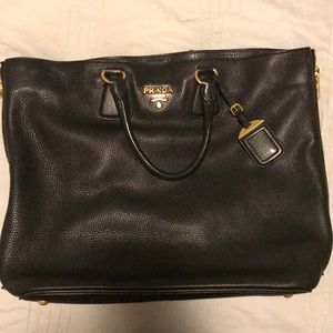 Prada Side Zipper Design Leather Shoulder Bag